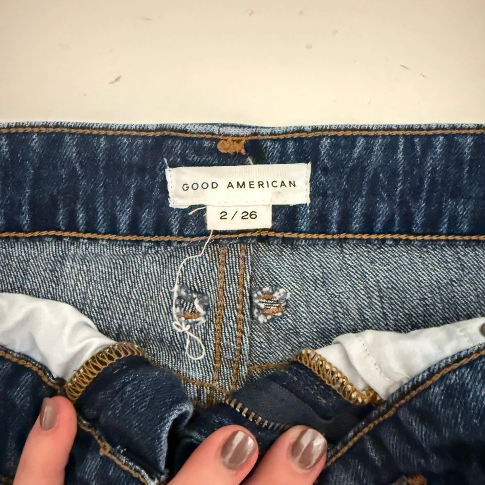 Good American Distressed Blue Jean Shorts - Picture 3 of 3